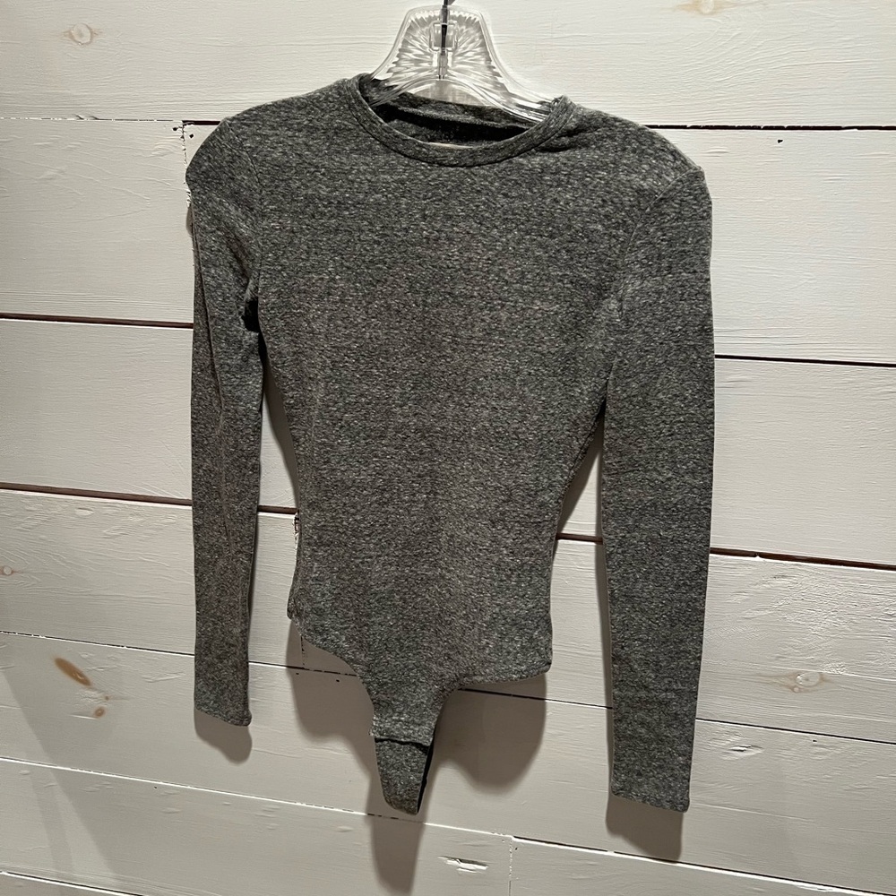 Madewell XXS Gray Long Sleeve Bodysuit, EUC, one-piece, casual, see pics
